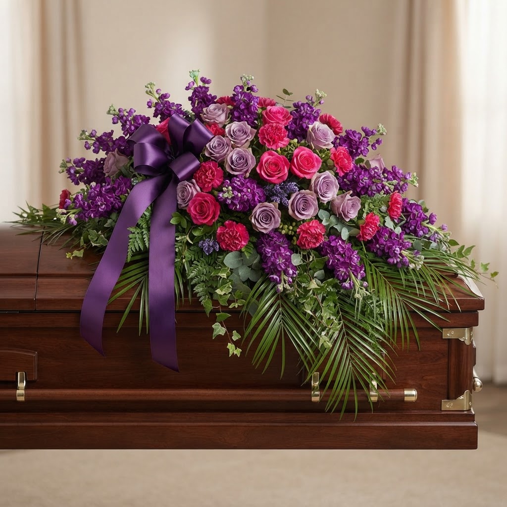 Purple & Pink Casket Spray
