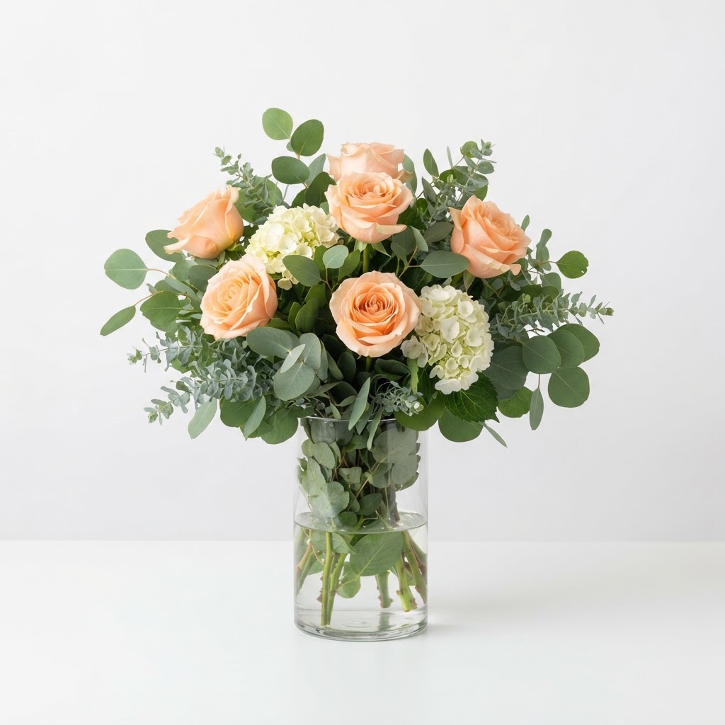 Peach Elegance Vase floral arrangement from Rainbow Flowers LLC in Florence, SC