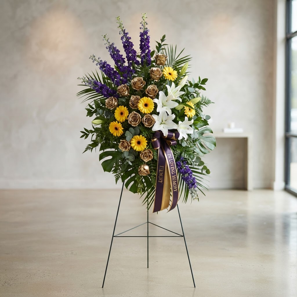Patriot Purple & Gold Standing Spray