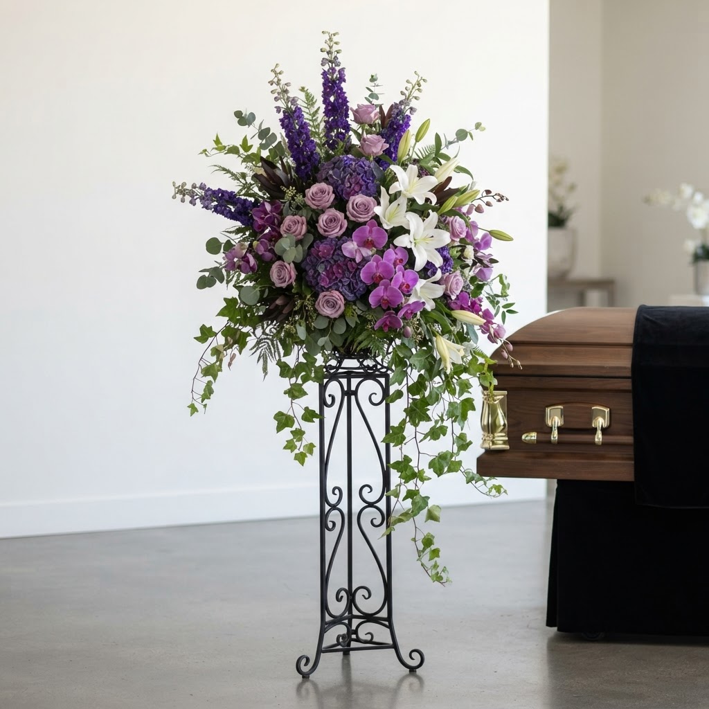 Purple Majesty Pedestal Arrangement