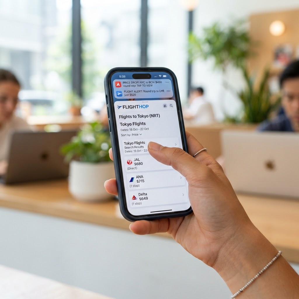 Searching flight prices on a smartphone