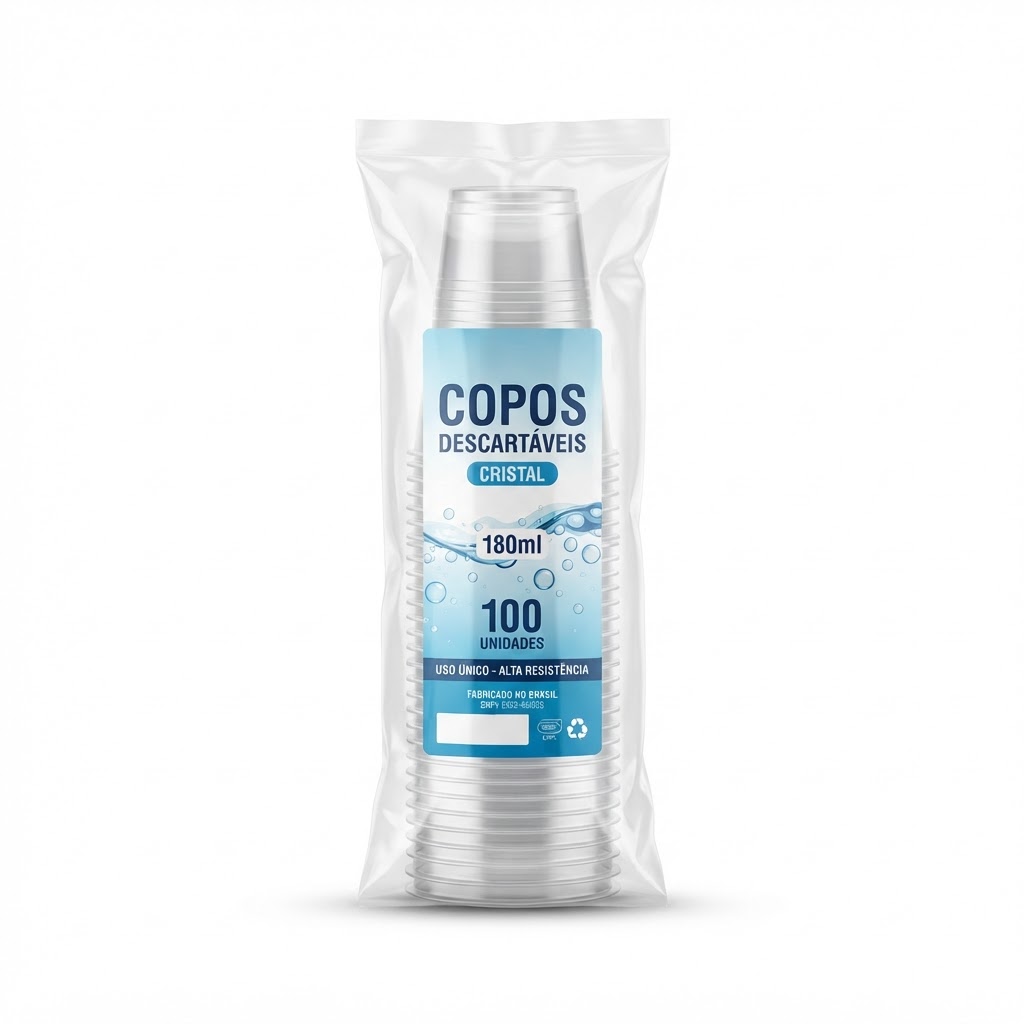 Copo Descartável Econopot 180ml Cristal C/100