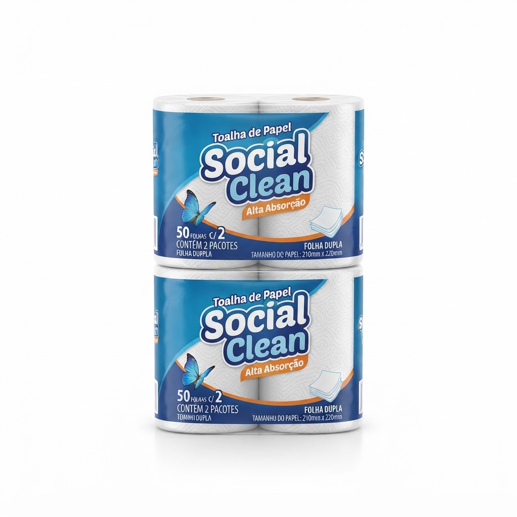Toalha de Papel Social Clean 50F c/2