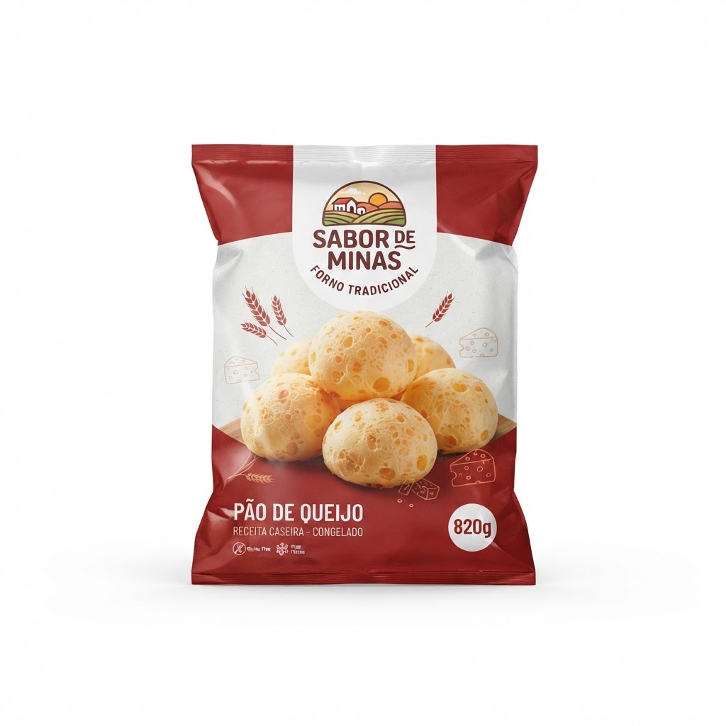 Pão de Queijo Forno de Minas Receita Caseira Cong. Pcte. 820g