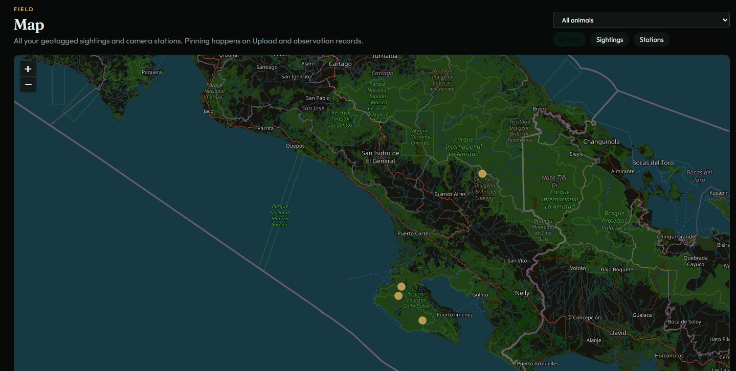 Patterns map with camera stations, protected areas and biological corridors.