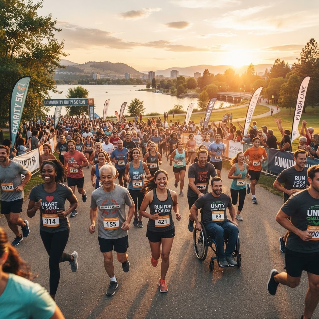 Runners at a charity fitness challenge