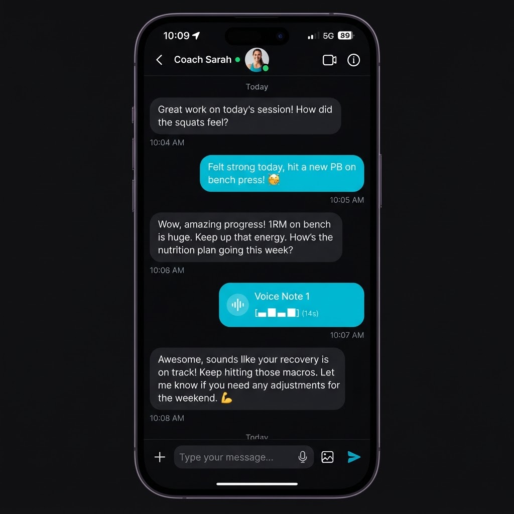 Message centre chat with your coach