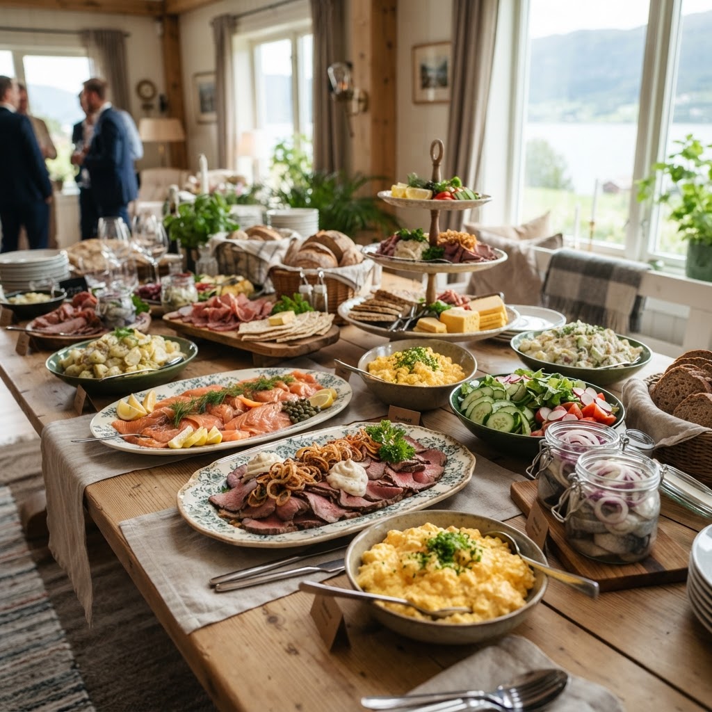 Koldtbord catering fra Kilen Catering i Sandefjord med variert utvalg av tradisjonell selskapsmat.