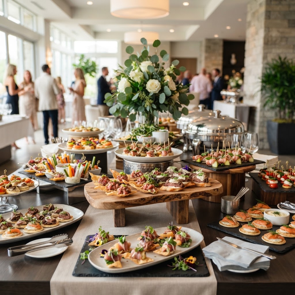 Profesjonelt anrettet cateringbord fra Kilen Catering