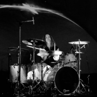 Nick on drums during a live Gypsy Troubadour performance