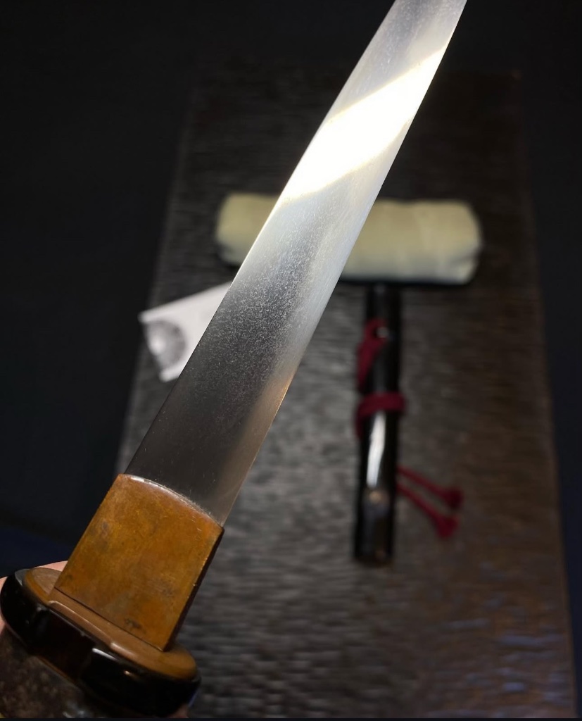 This is a very small Tanto/ Kaiken mounted in a equally lovely Koshirae —— the b