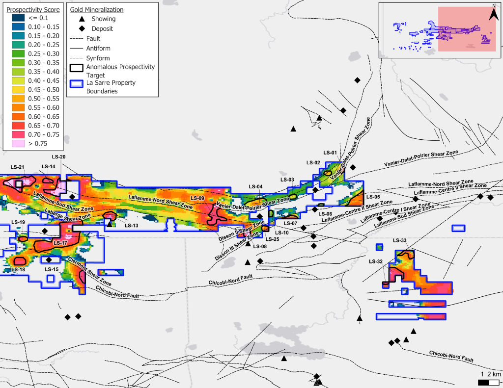 North Ligneris / Disson corridor prospectivity map showing LS-08, LS-07, and LS-25 targets