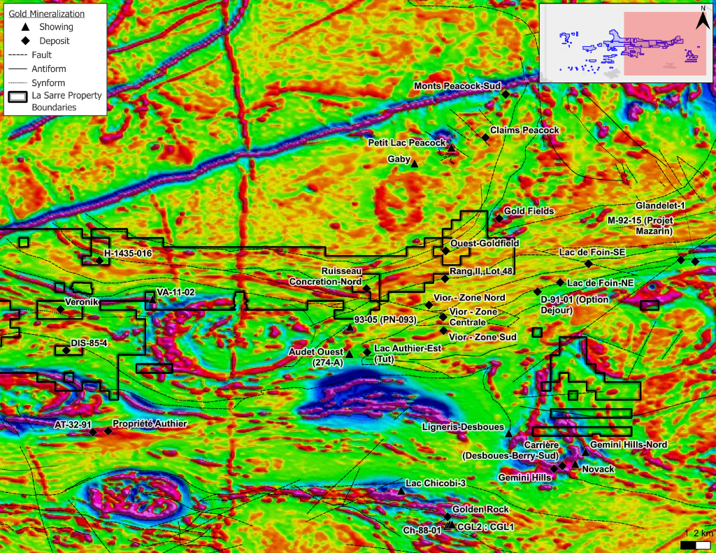 La Sarre geophysical data map showing magnetic and structural anomalies