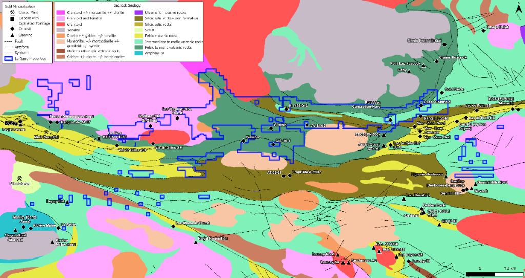 La Sarre bedrock geology map