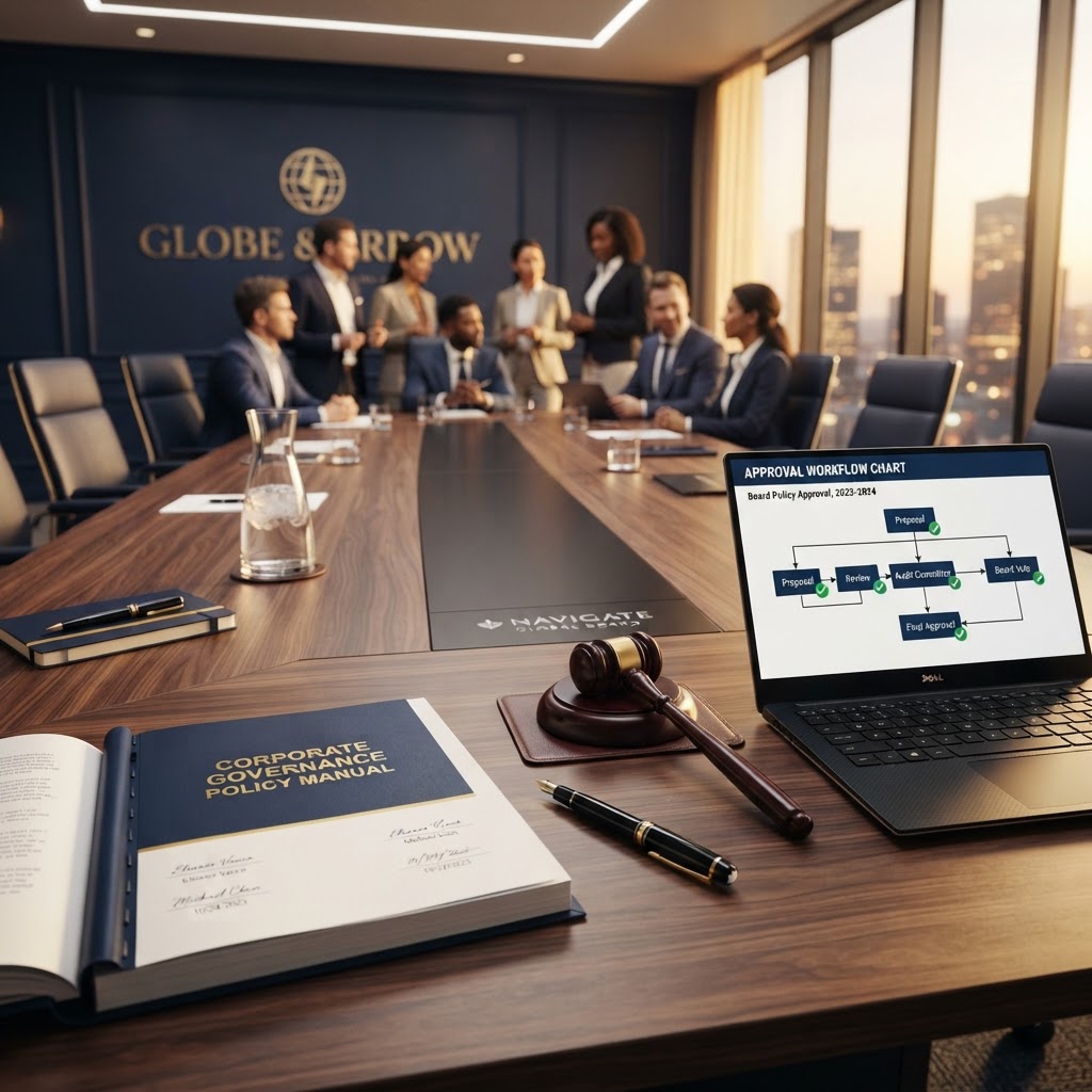 Corporate governance documents and approval workflow