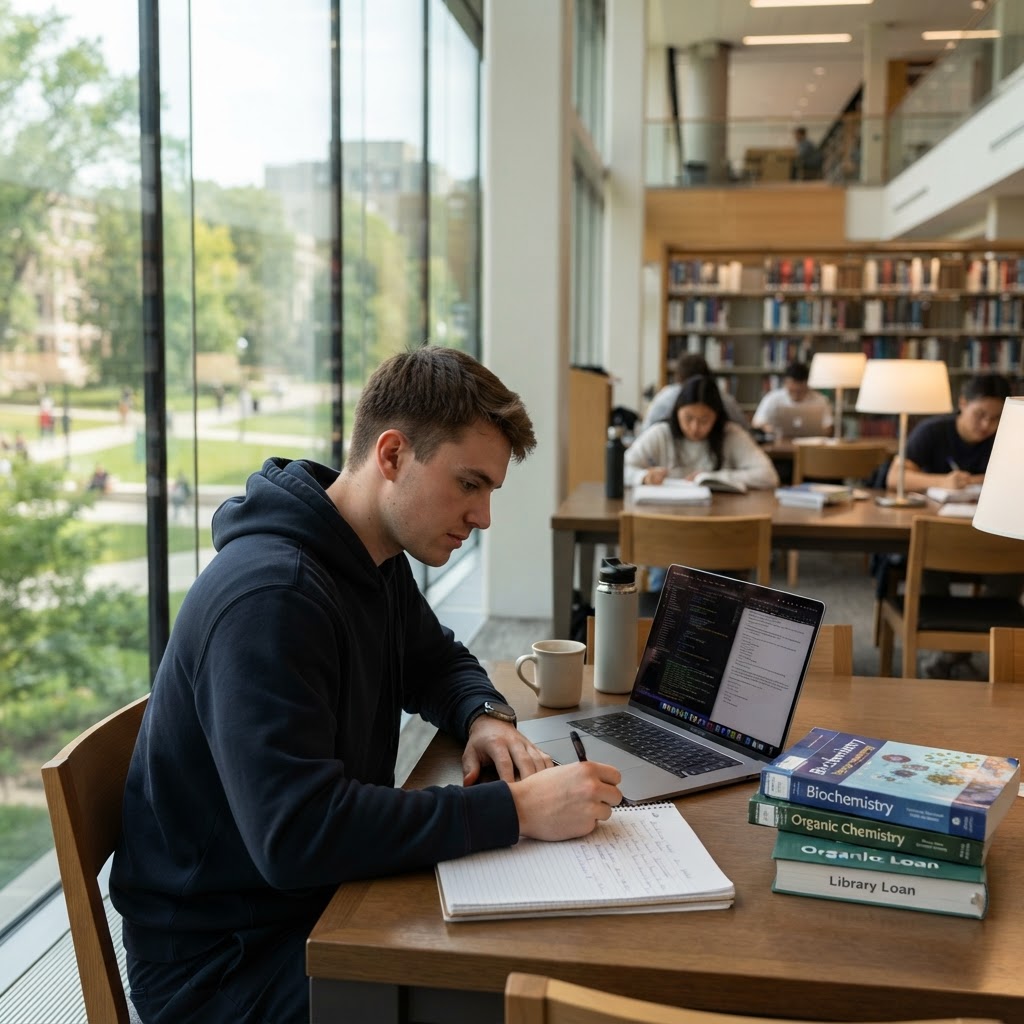 Student studying
