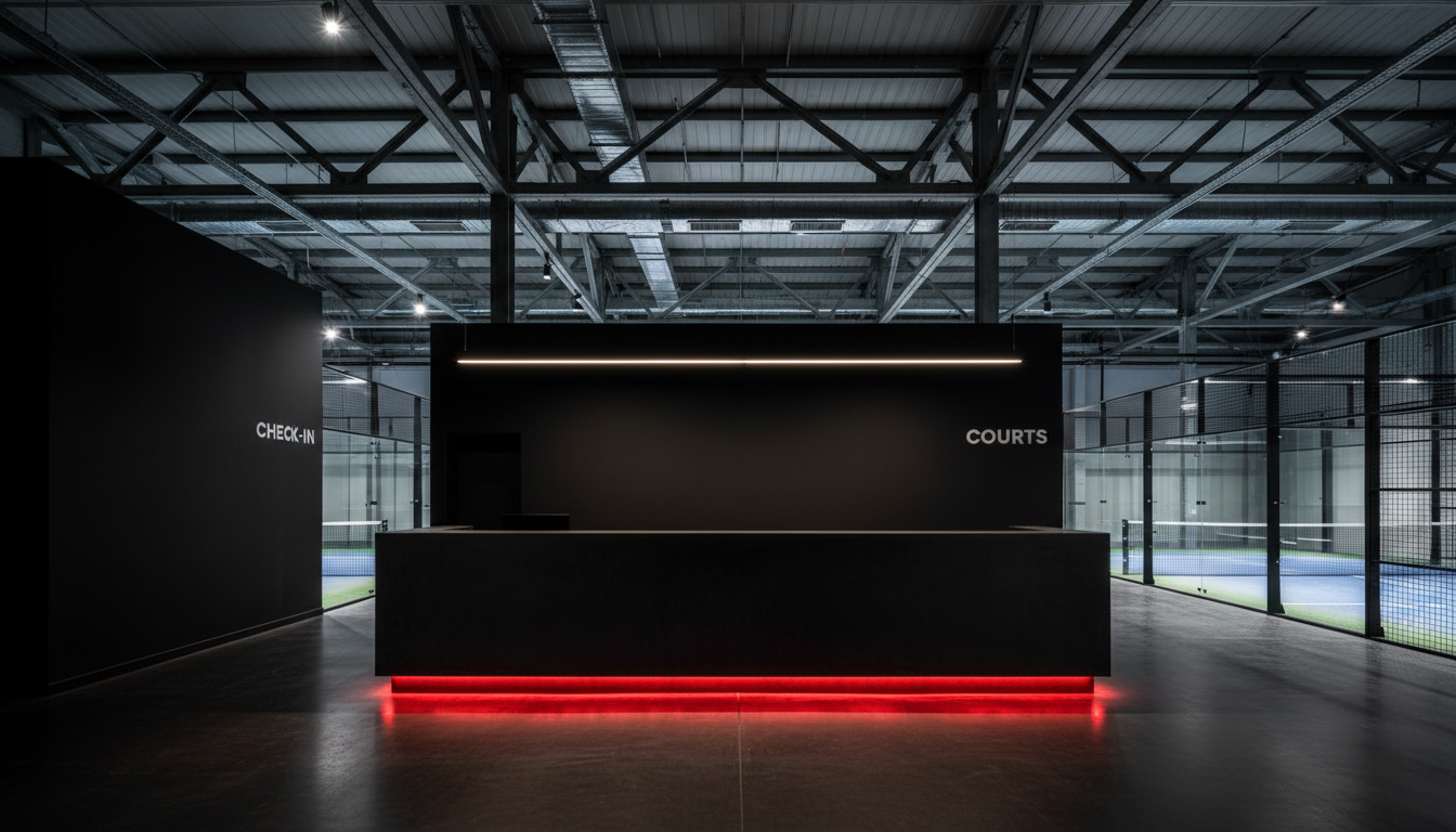 Premium padel club check-in reception