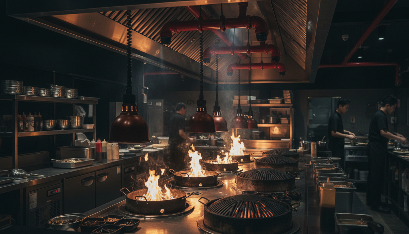 Commercial kitchen fire suppression system