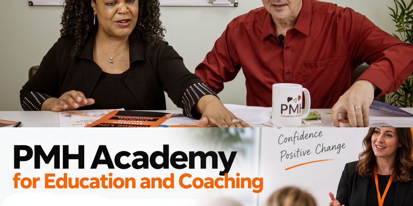 PMH directors in discussion beside the words PMH Academy for Education and Coaching