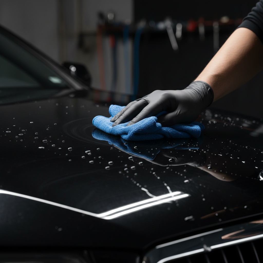Hand polishing glossy paint