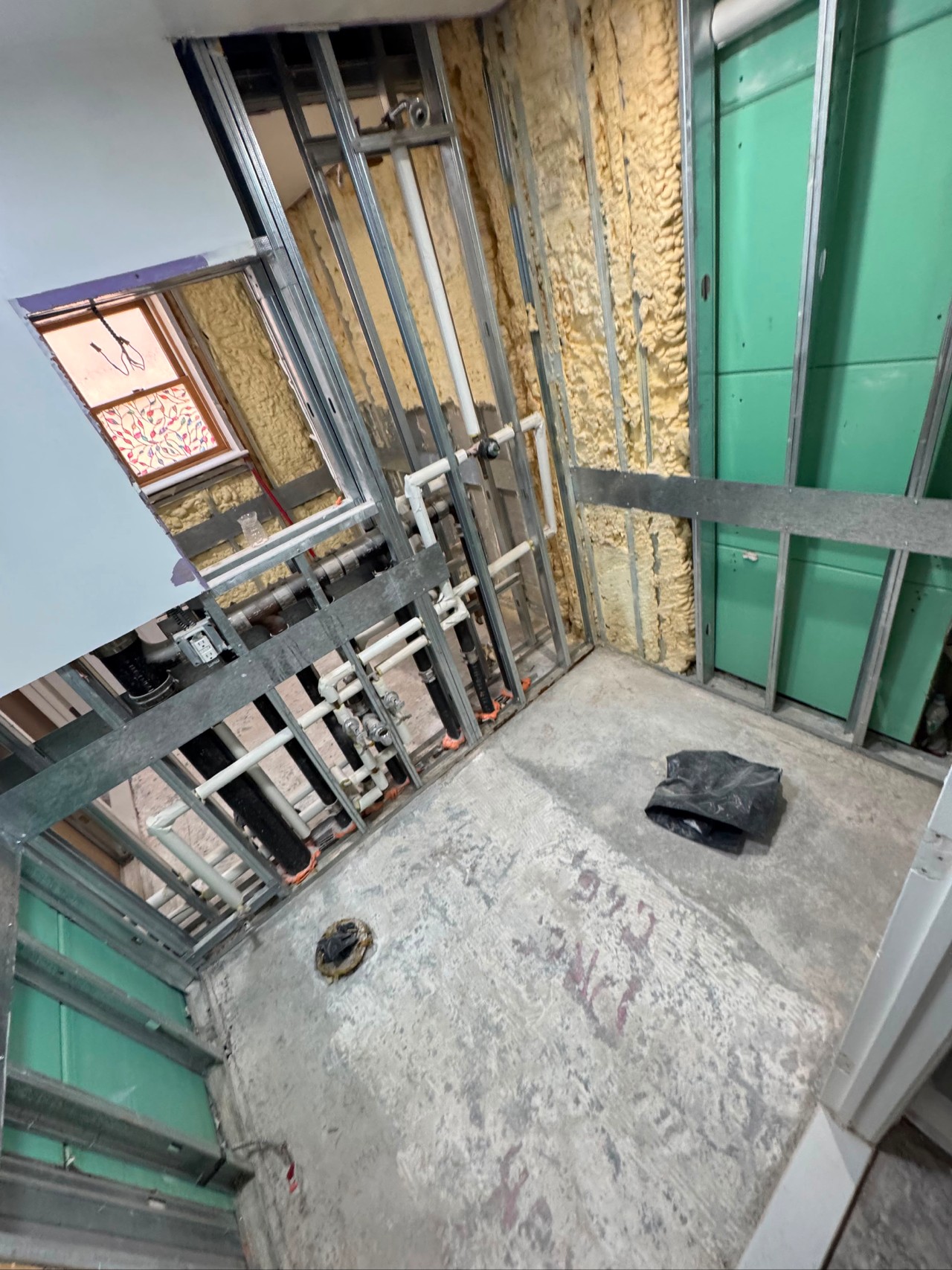 Before — Bathroom Remodel — Framing to Finish