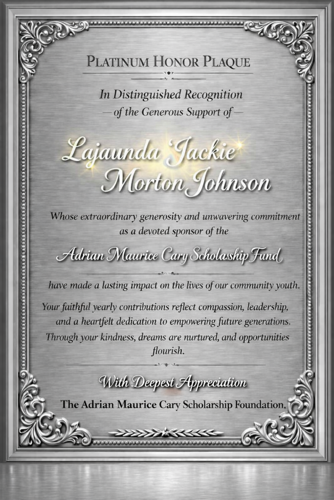 Platinum Honor Plaque — Lajaunda 'Jackie' Morton Johnson