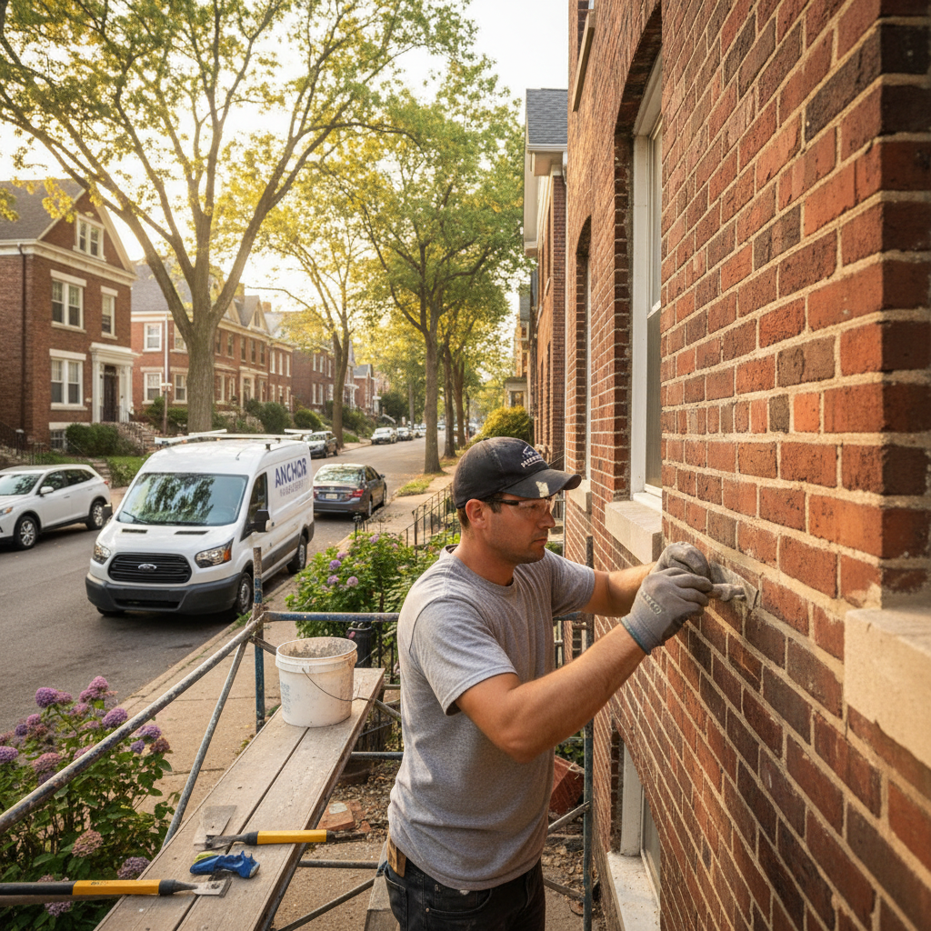Anchor Masonry tuckpointing work in St. Louis