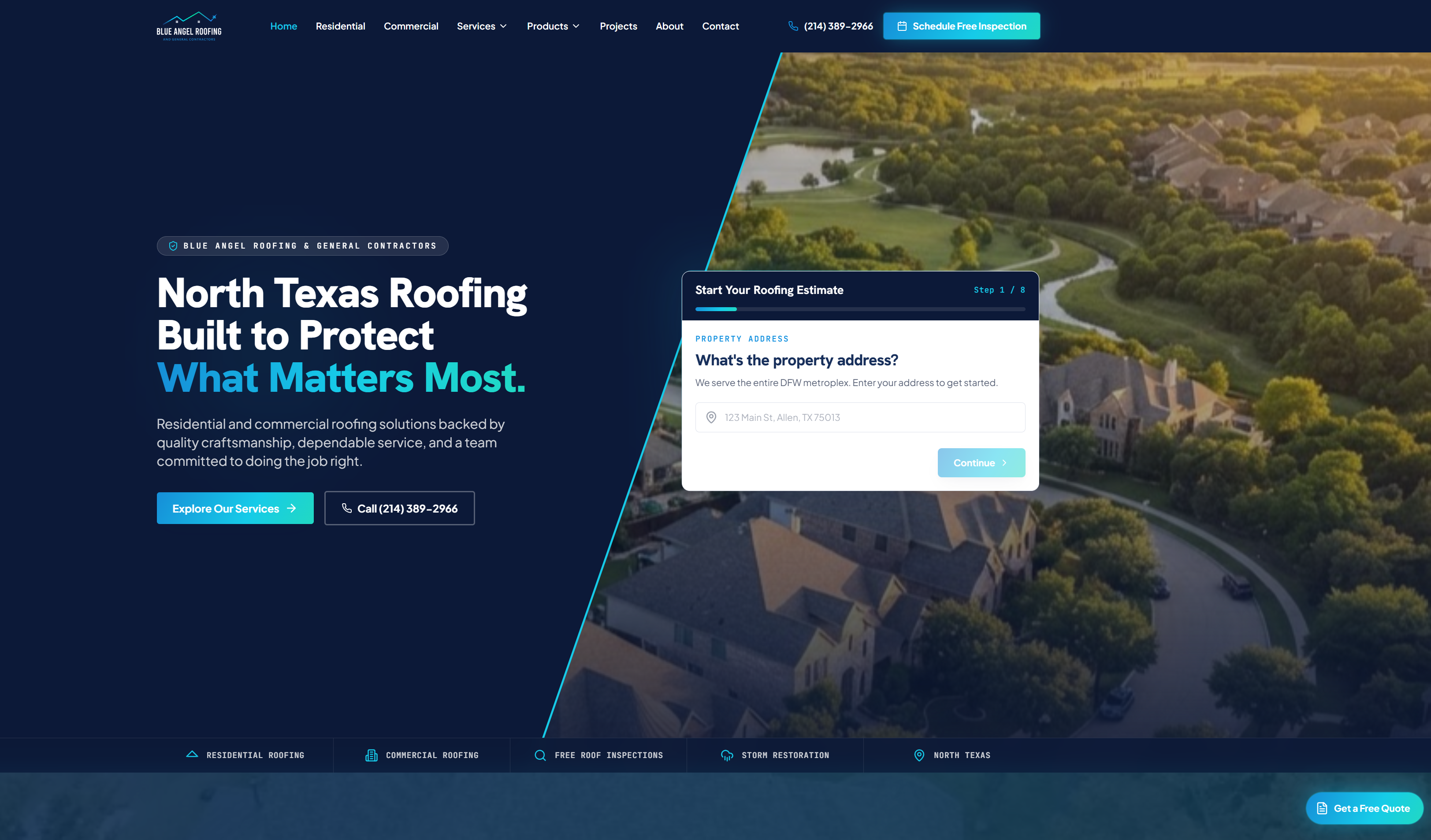 Blue Angel Roofing website