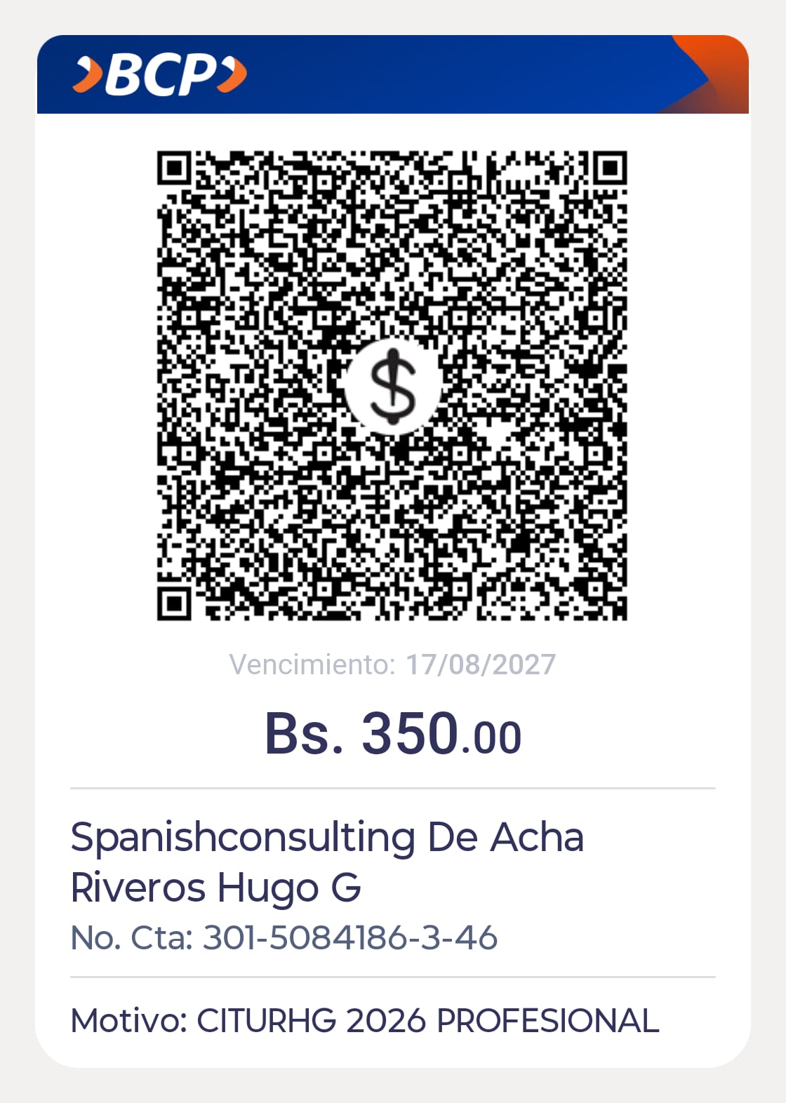QR de pago VIP Estudiante