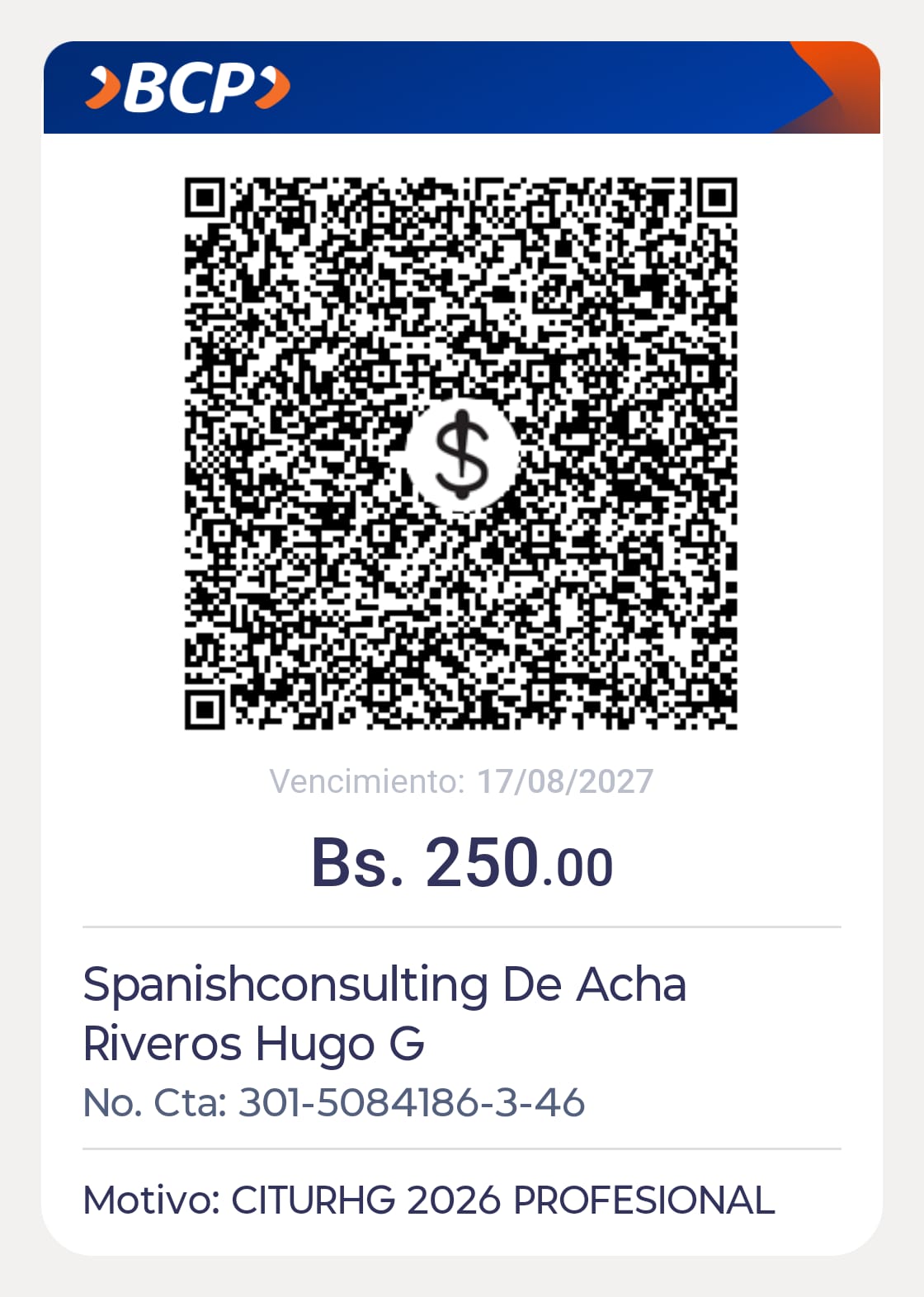 QR de pago Profesional