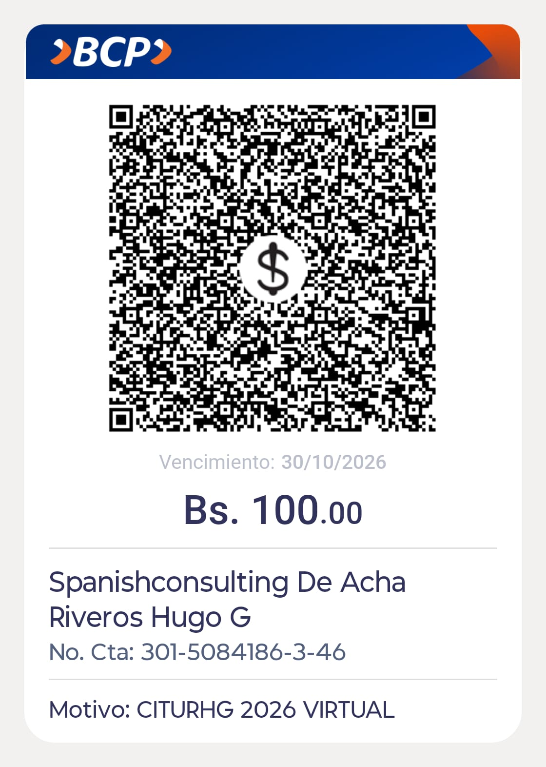 QR de pago Acceso Virtual