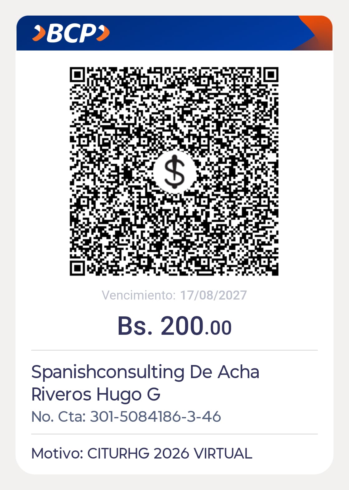 QR de pago Acceso Virtual