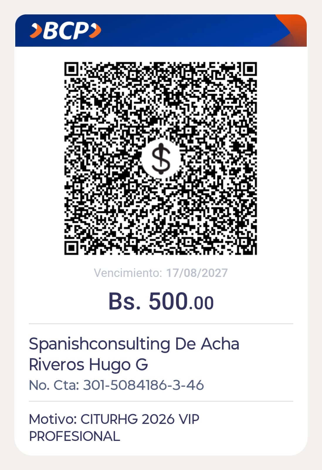 QR de pago VIP Profesional