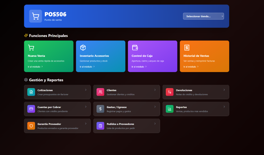 Dashboard real de POS506