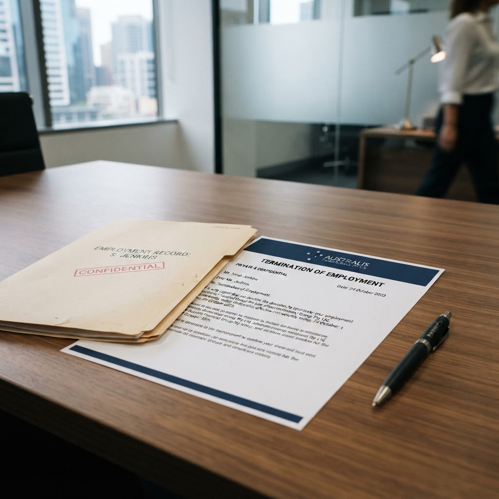 Termination letter template on an office desk