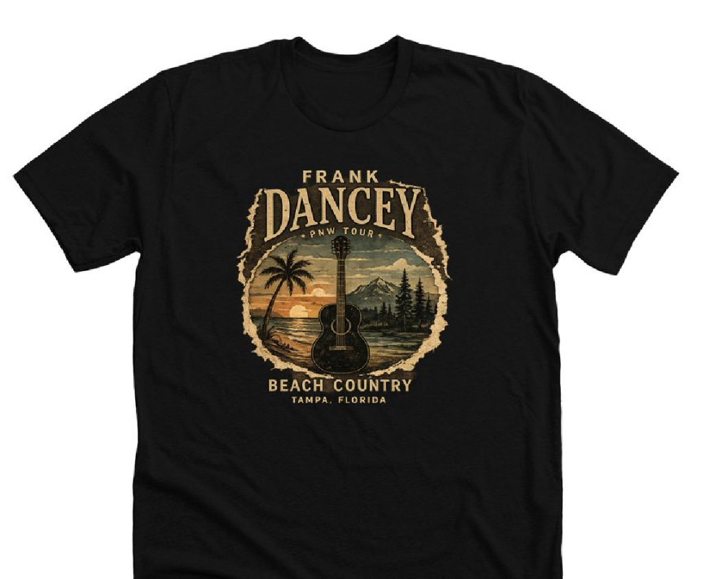 Frank Dancey Beach Country Tampa Florida black t-shirt