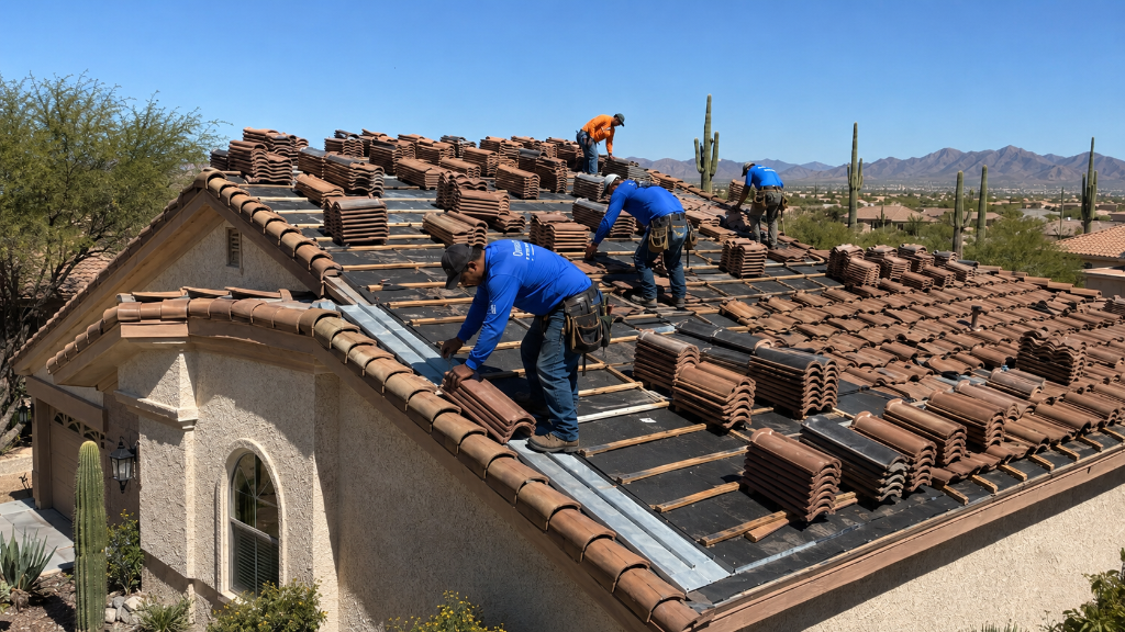 Roof Pros Arizona crew on an Arizona home