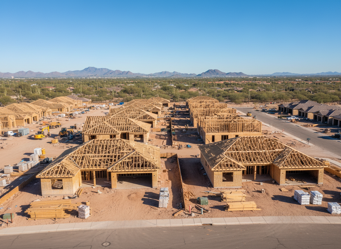 New construction homes being built in an Arizona community