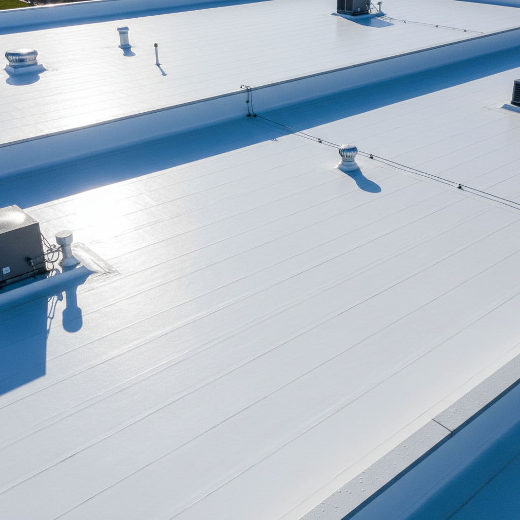 Bright reflective cool roof surface