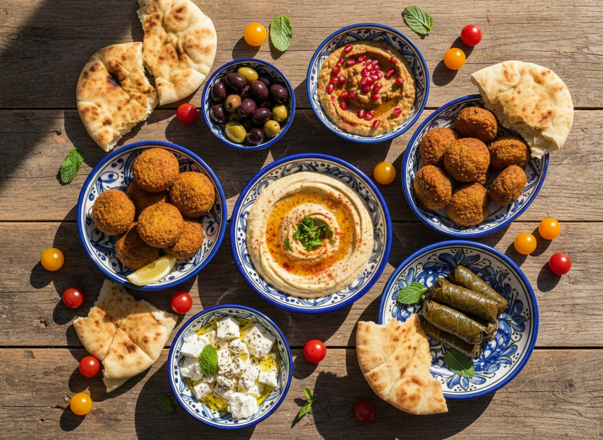 Mediterranean mezze spread for catering