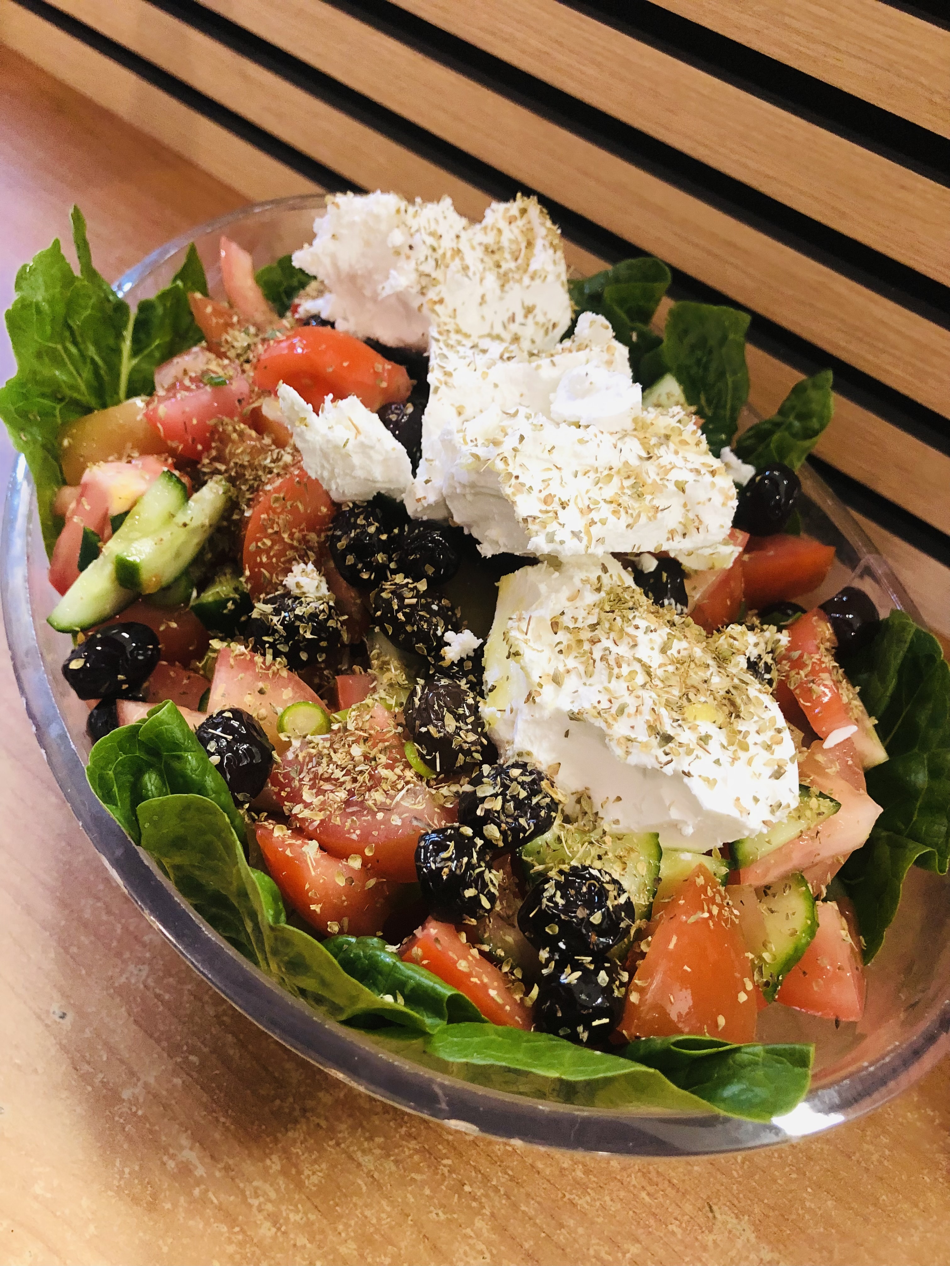 Greek salad with feta, olives, tomatoes and cucumber