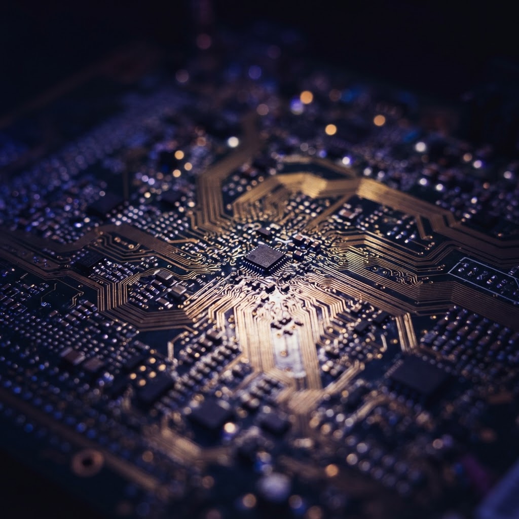 Close-up of a laptop motherboard during a component-level repair