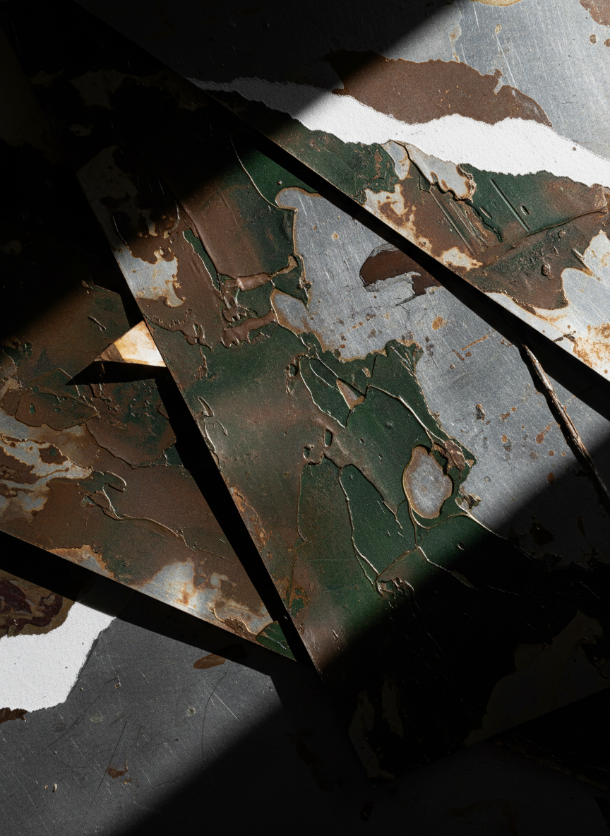 Layered metallic mono-print texture
