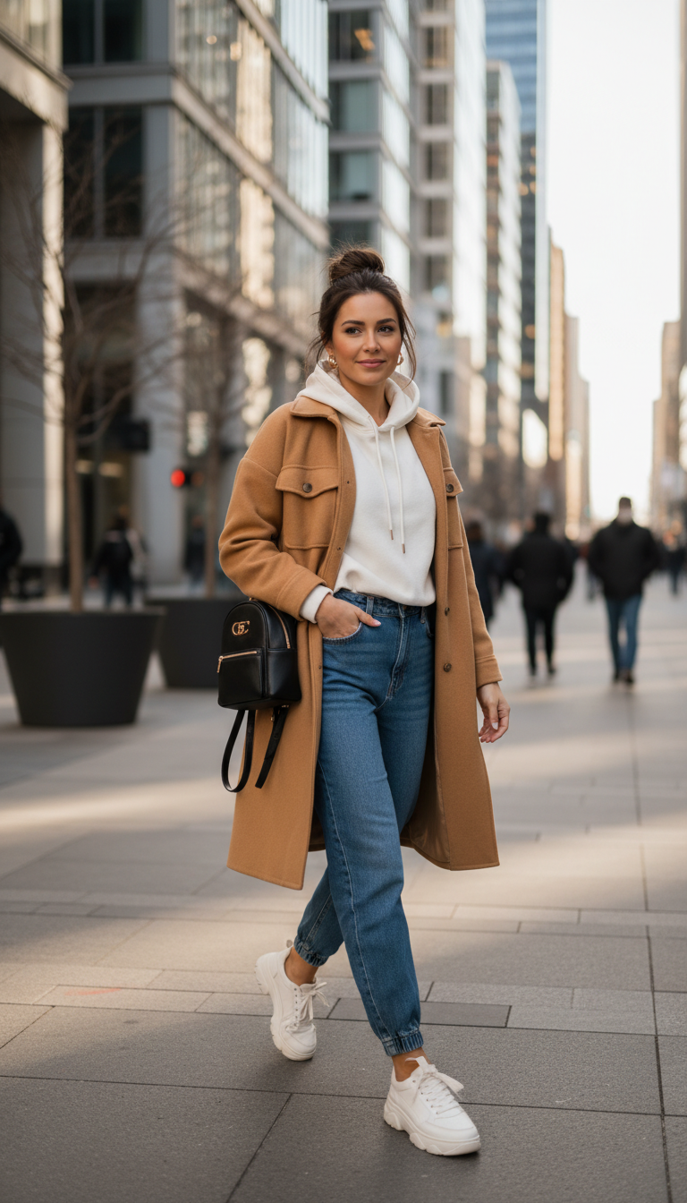 Athleisure Shacket With Jogger Jeans