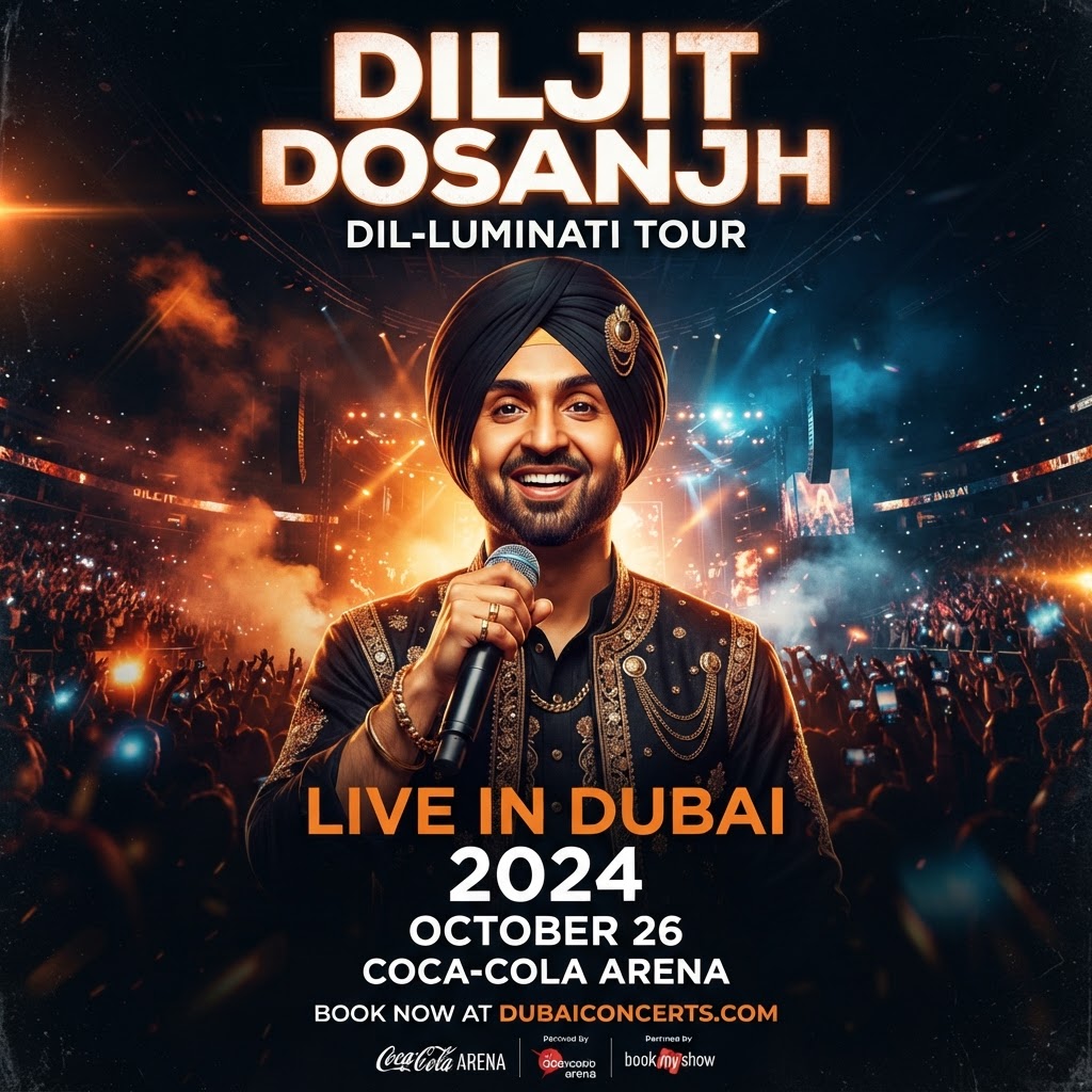 Diljit Dosanjh Live in Dubai — recreated poster from the events profile