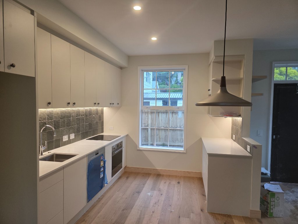 Kitchen renovation with under-cabinet lighting