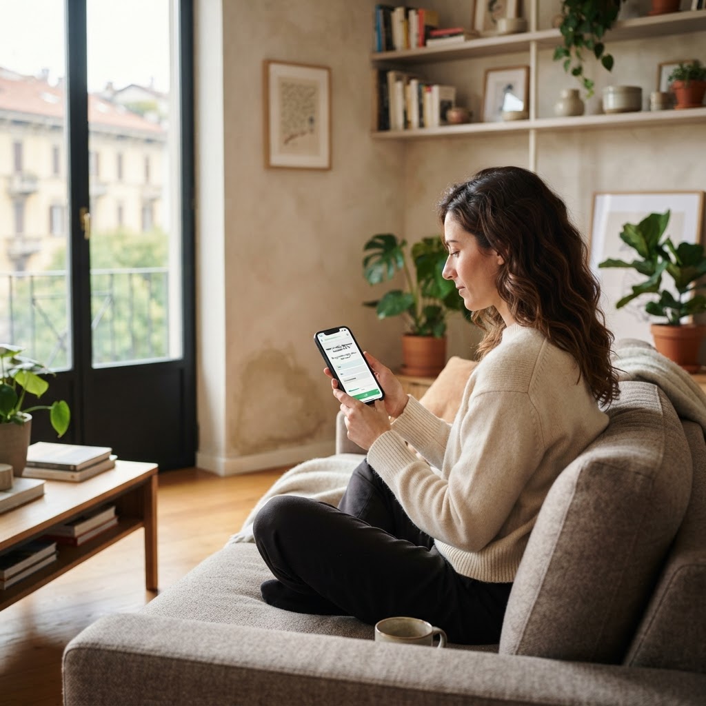 Persona che fa il test Smuffa online sul telefono