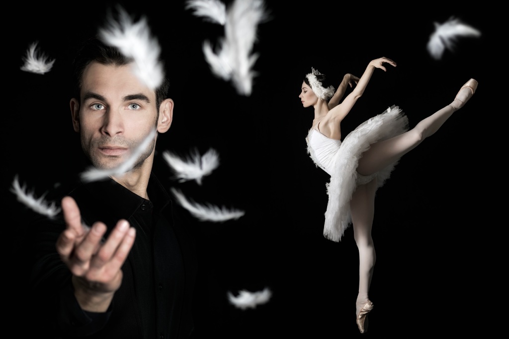 Vienna State Ballet faculty — Mihail Sosnovschi and ballerina with feathers