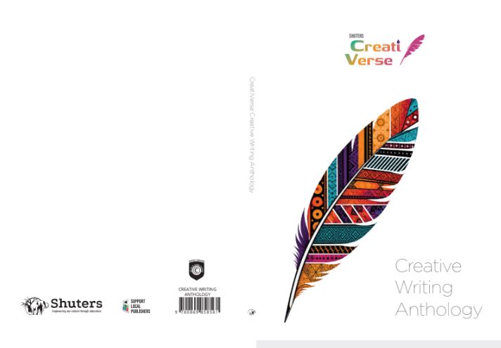 Wrap-around print proof of the inaugural CreatiVerse Anthology — front cover, spine and back cover