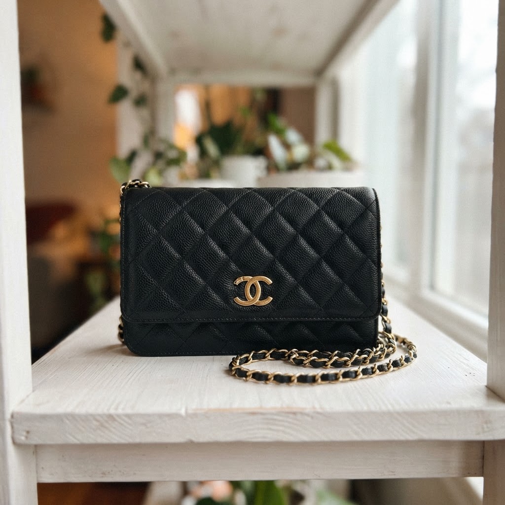 Chanel Chanel Wallet on Chain WOC Caviar Schwarz – Original Size 19 cm